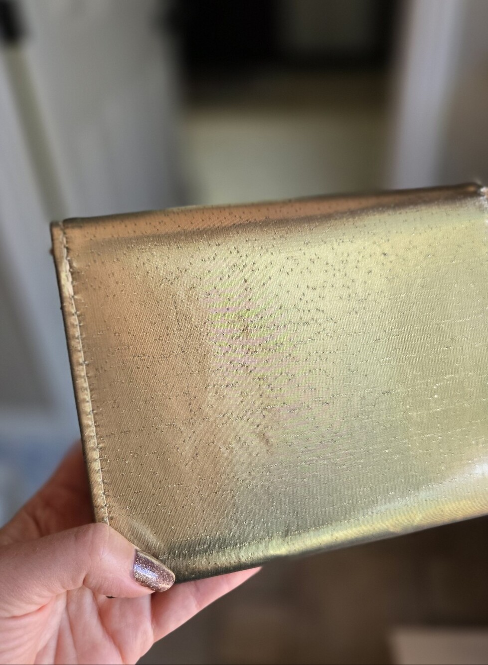Vintage Gold Foldover Envelope Clutch Metallic Evening Purse with Chain - Picture 16 of 16